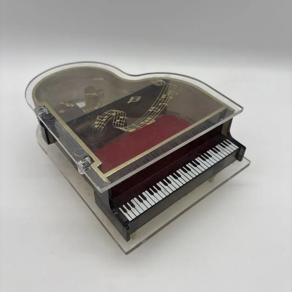 Vintage Laurel Japan Grand Piano Music Box Lucite Acrylic Plays Love Story